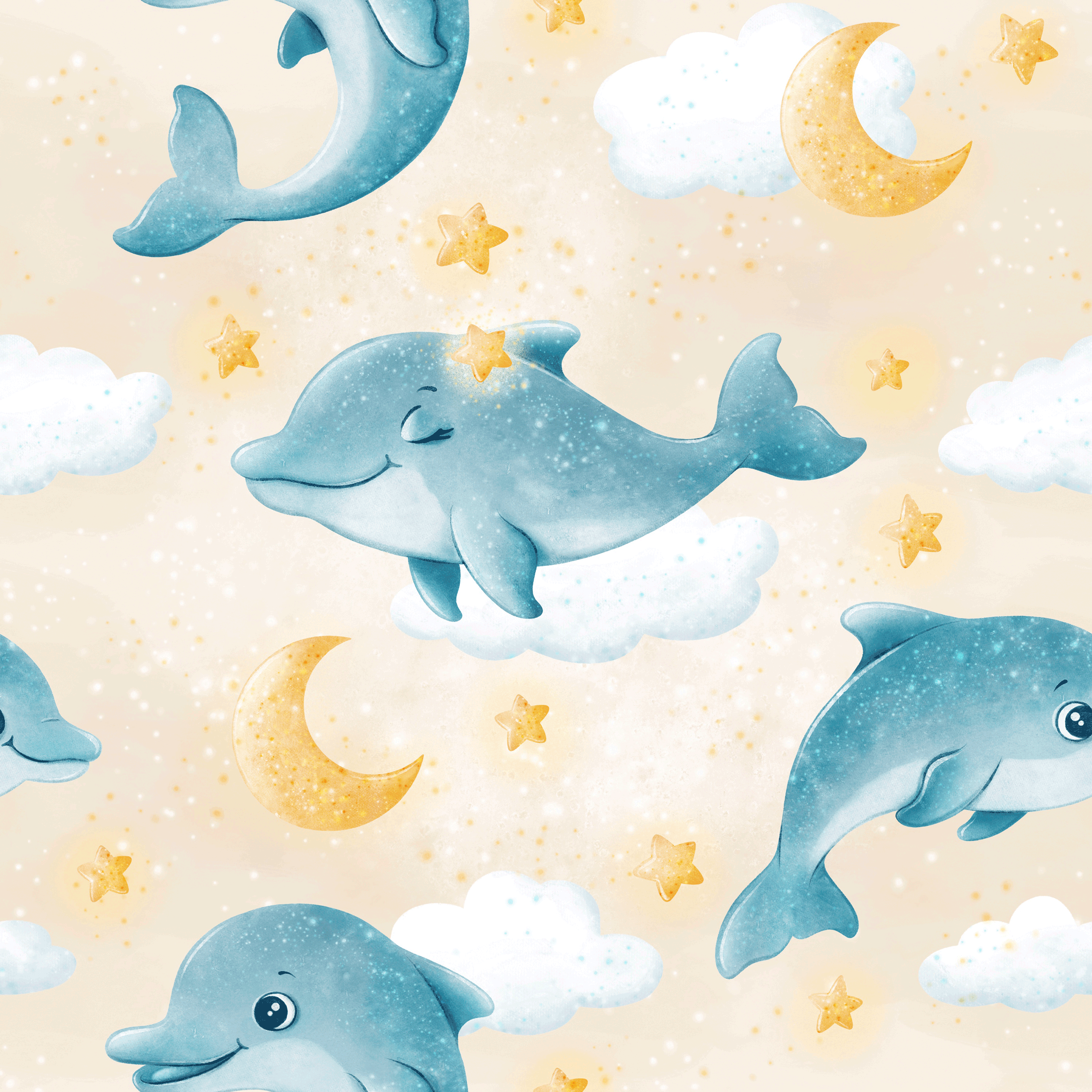 Bio Stoff - Stella The Dolphin Cookie von Pretty Little Pigs in blau