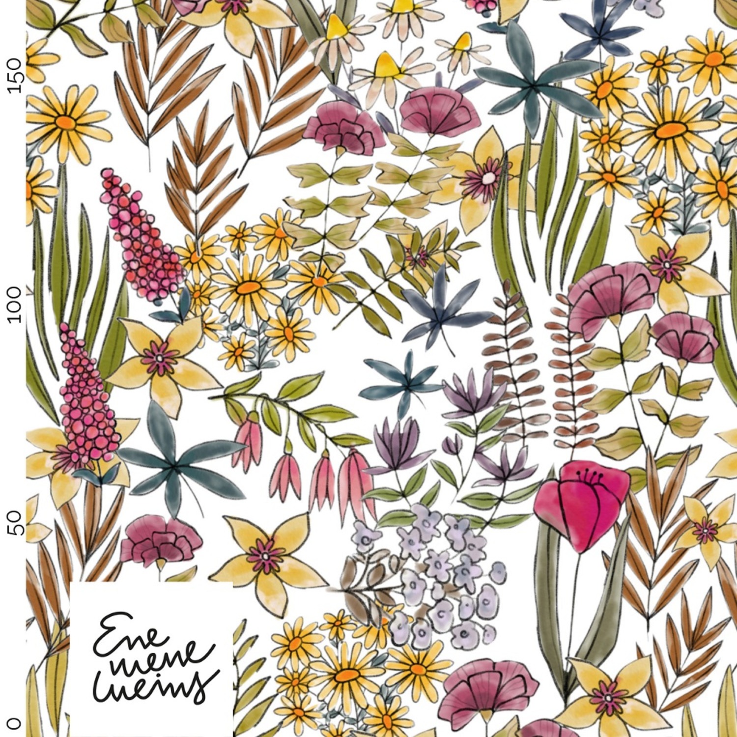 Bio Webware Stoff - Bienenwiese - Enemenemeins, Frühling, Sommer, Blätter & Ranken, creme, Floral & Blumen, 100% Bio-Baumwolle Bio Webware Stoff - Bienenwiese - Enemenemeins, Frühling, Sommer, Blätter & Ranken, creme, Floral & Blumen, 100% Bio-Baumwolle