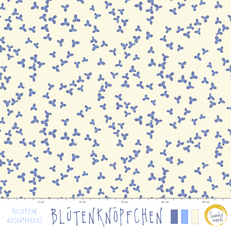 Bio Stoff - Bluetenknoepfchen von Sanktwerk in blau