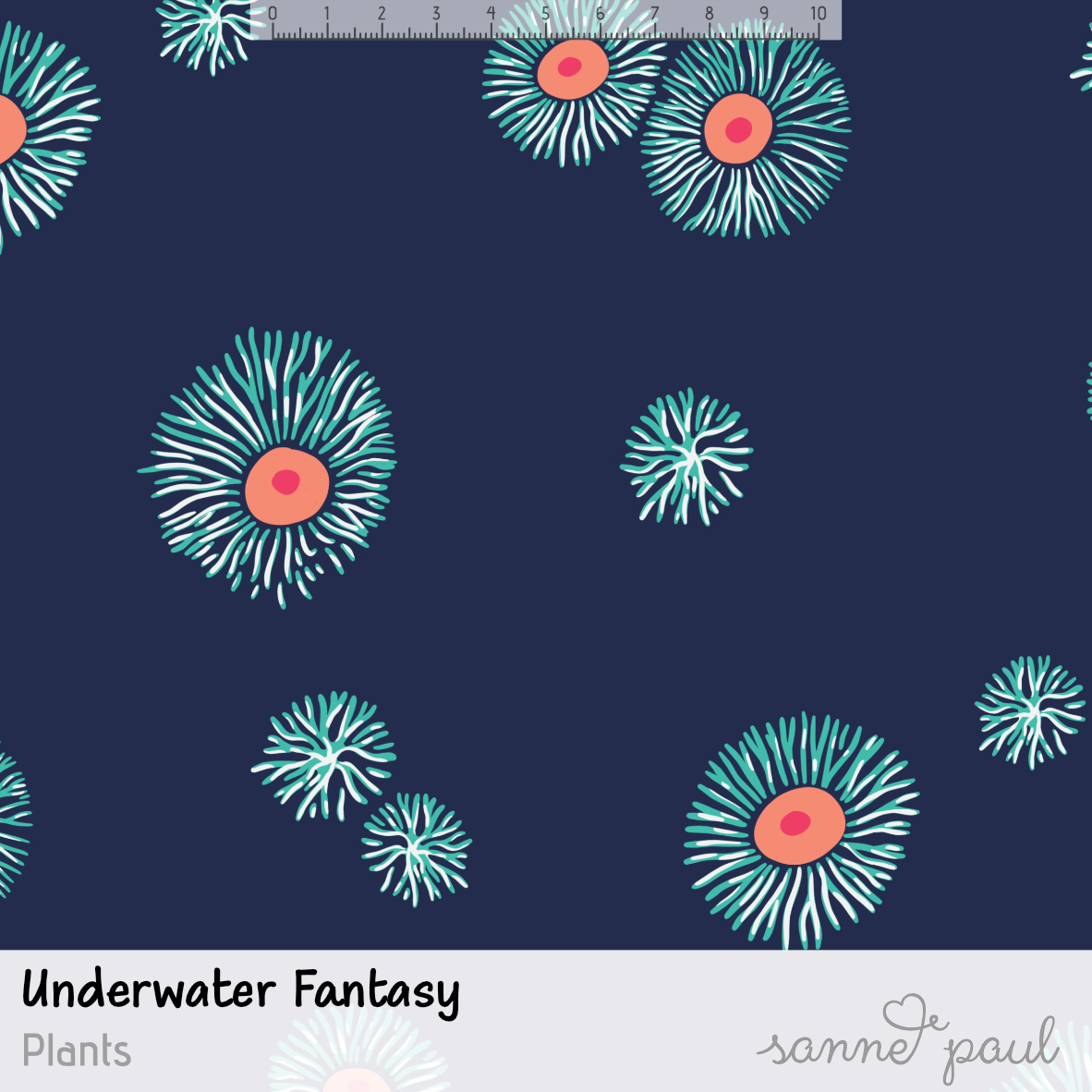 Bio Stoff - Underwater Fantasy Plants von Sanne Paul in blau