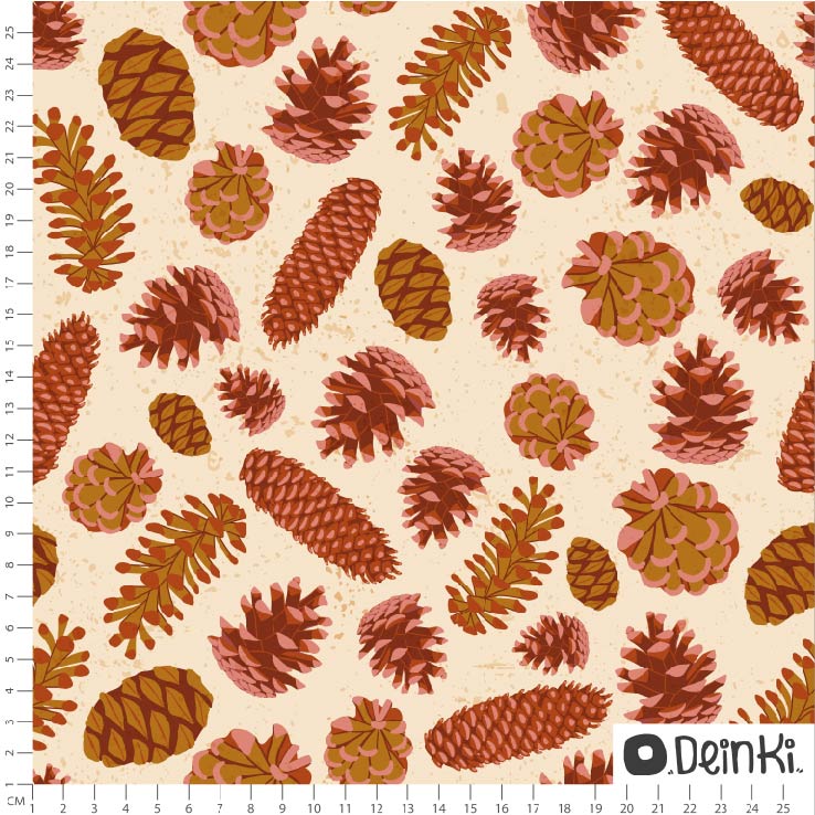 Bio Stoff  - Tannenzapfen Rost - Deinki, braun, Winter, Bäume