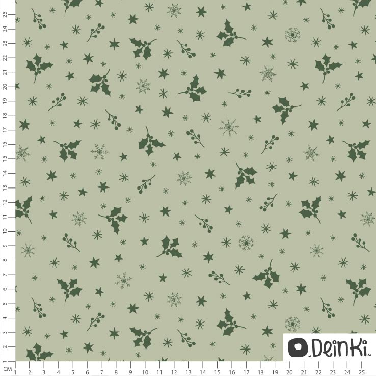 Bio Stoff - Weihnachtsditsy grün