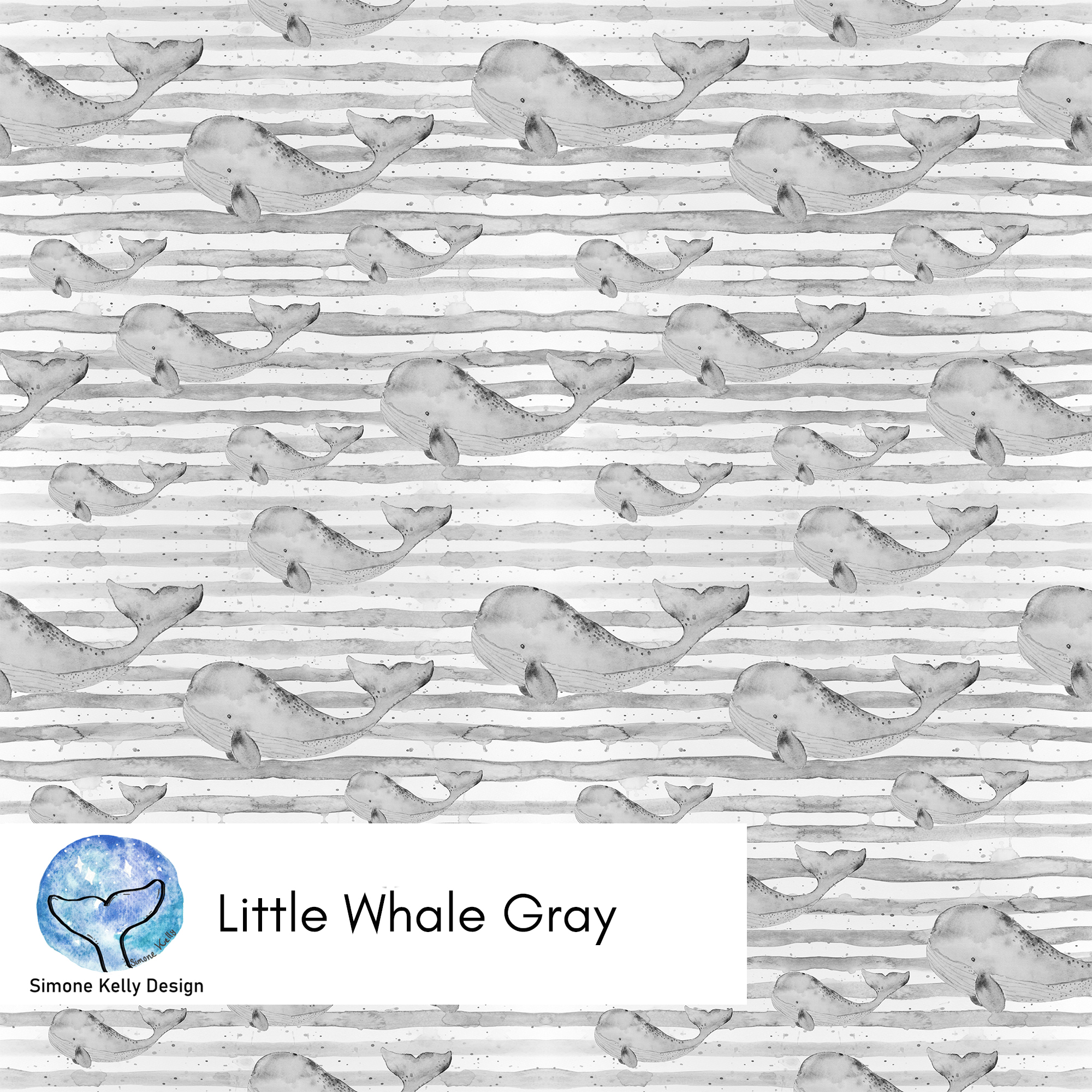 Bio Stoff - Little Whale Gray by Simone Kelly in gray