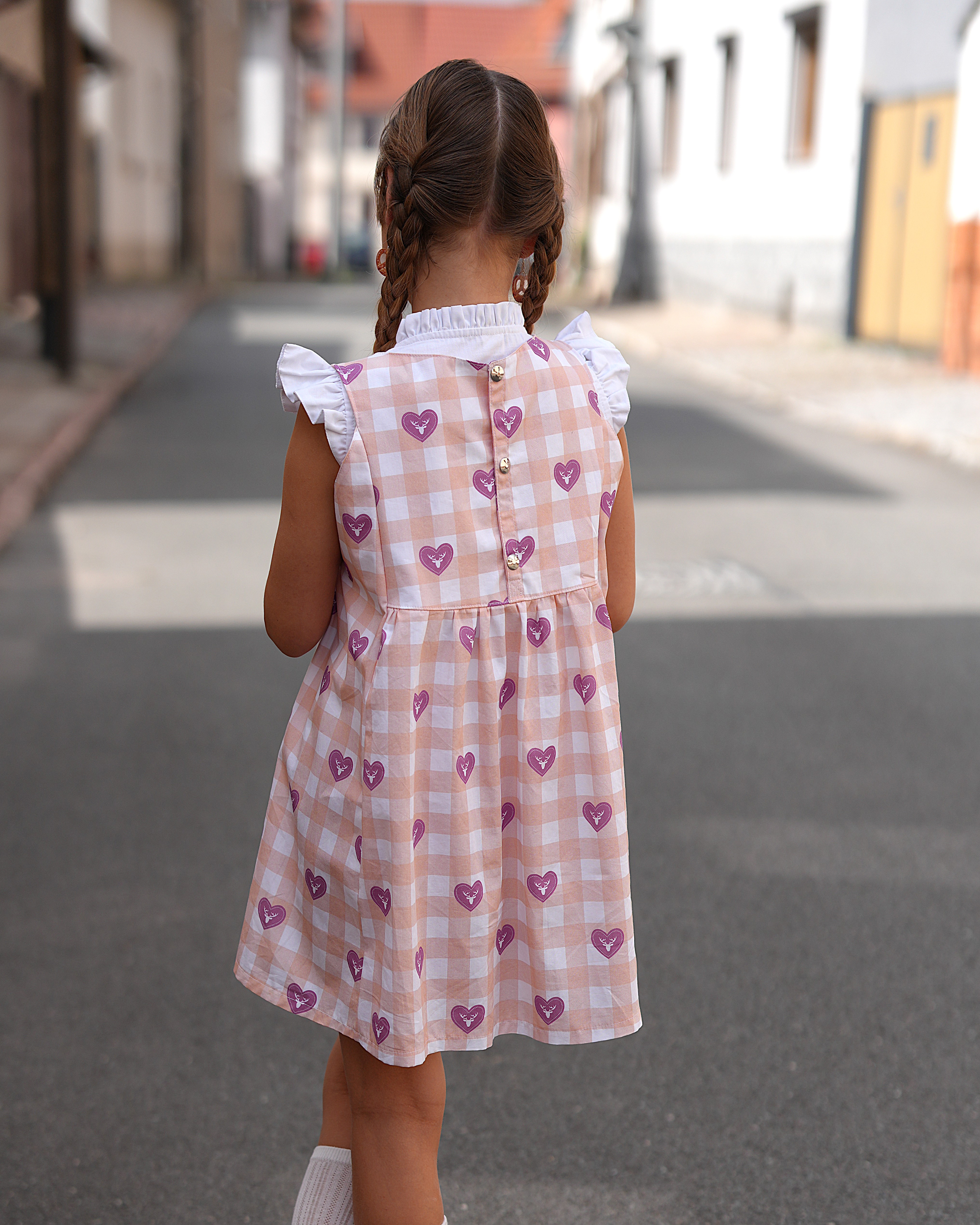 Organic fabric  - Karo mit Herz peach