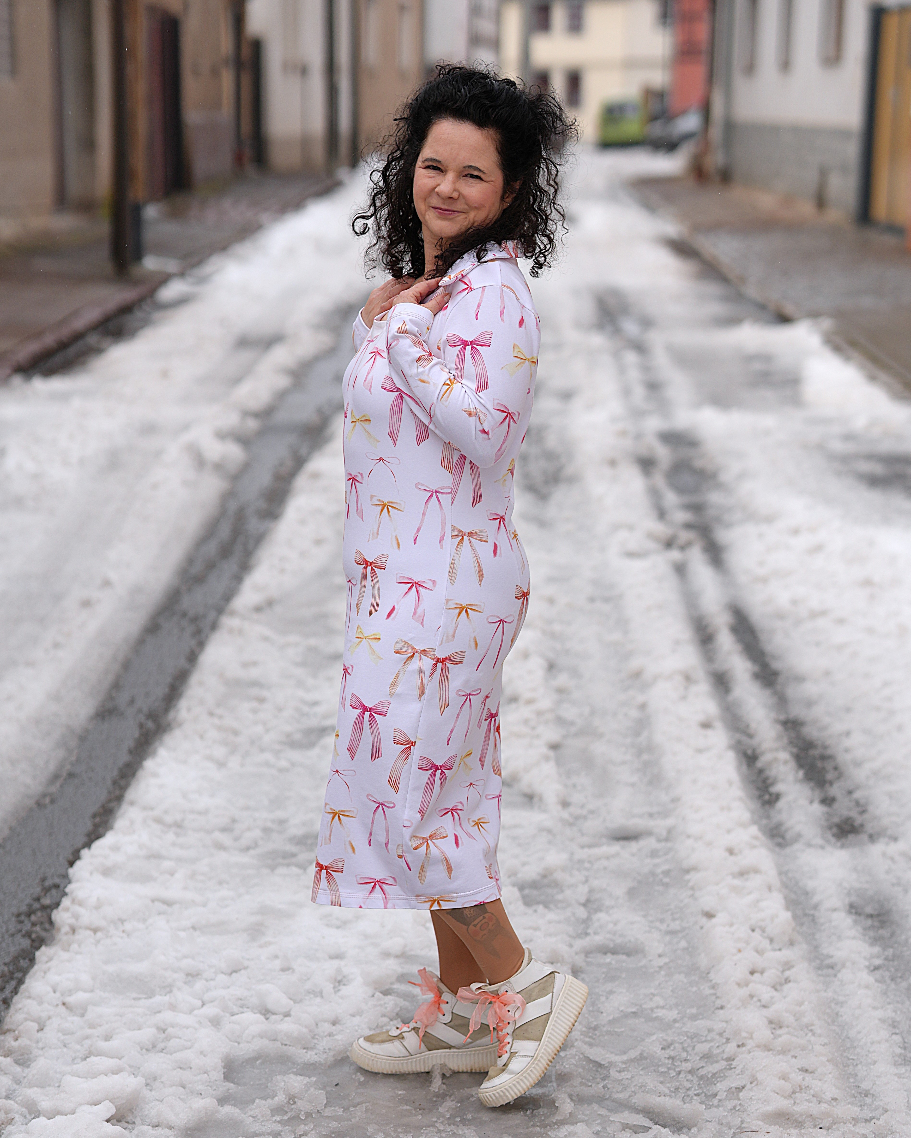 Organic fabric - Bows creme