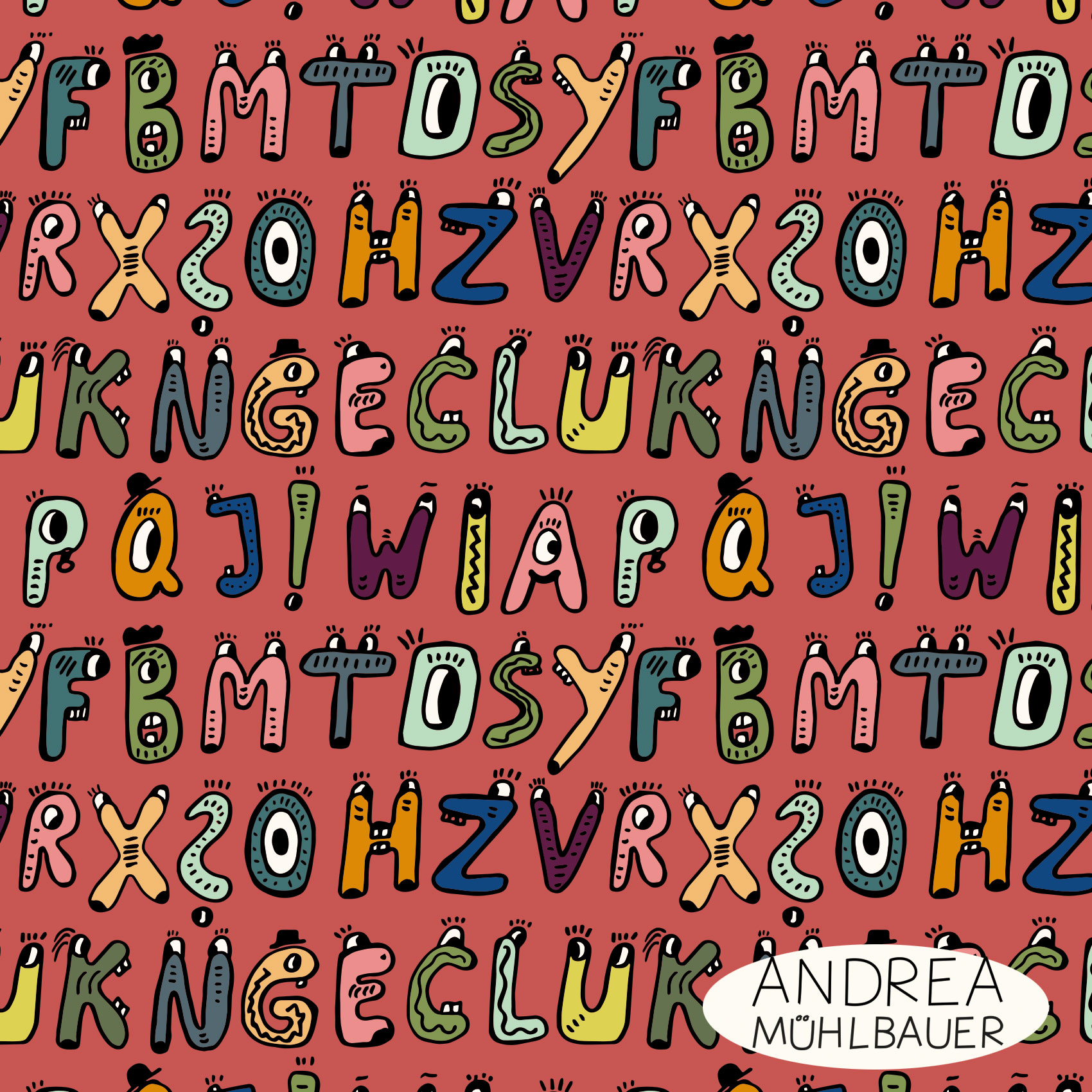 Bio Stoff - Buchstaben A B C Rot von Andrea Muehlbauer in rot