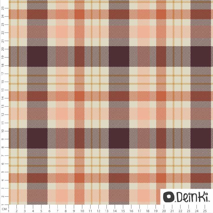 Bio Fabric - Tartan Cream Violet by Deinki in cream
