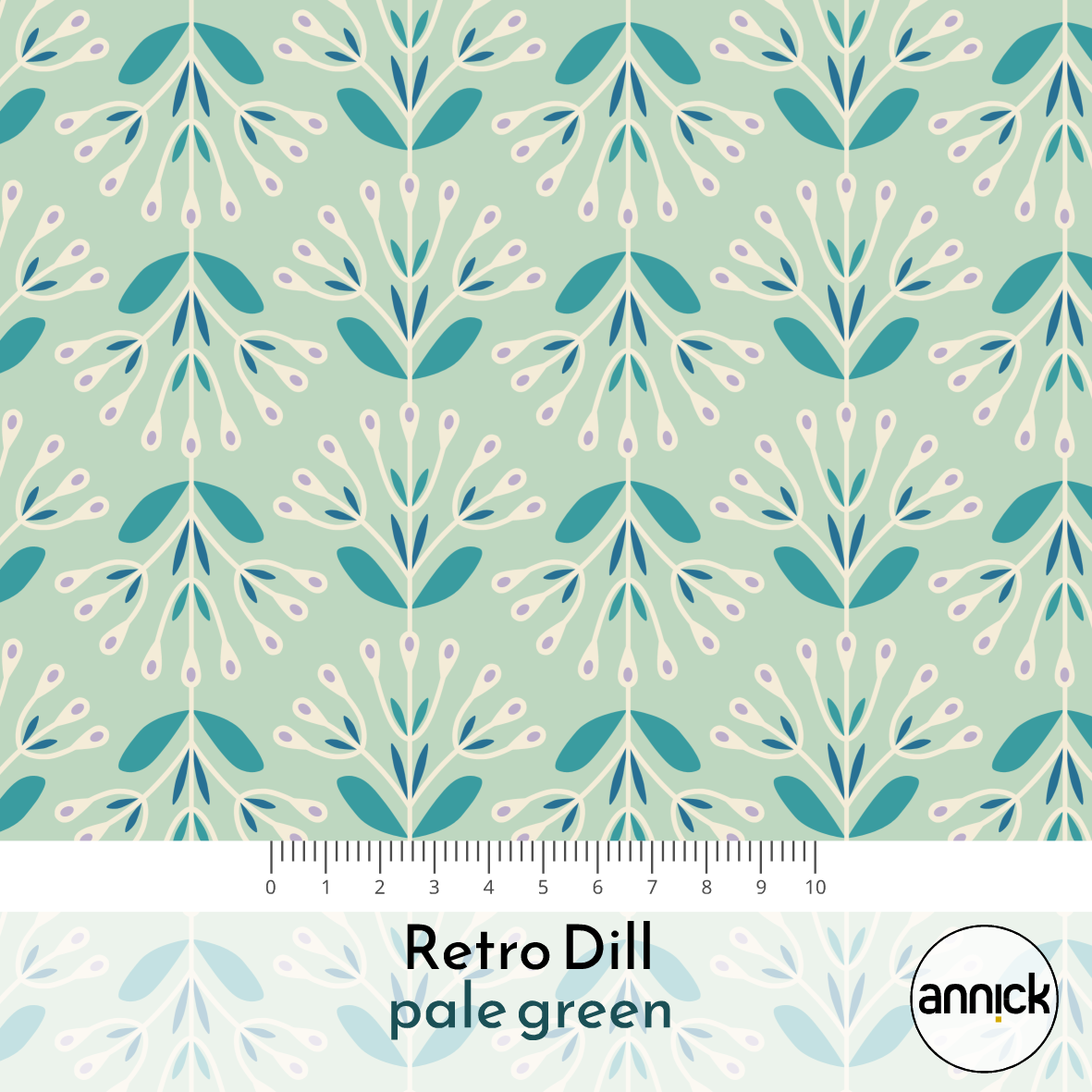 Bio Stoff  -  Retro Dill Pale Green  - Annick, Floral & Blumen, grün