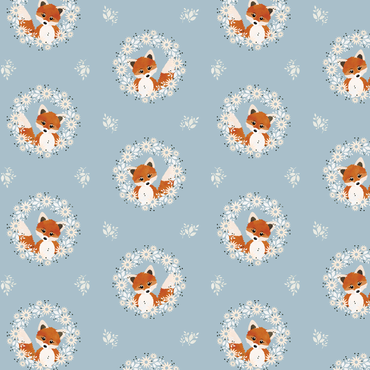 Bio Webware Stoff - Fox Winter Sky - EviRoider, Tiere, Kinder, blau, 100% Bio-Baumwolle Bio Webware Stoff - Fox Winter Sky - EviRoider, Tiere, Kinder, blau, 100% Bio-Baumwolle
