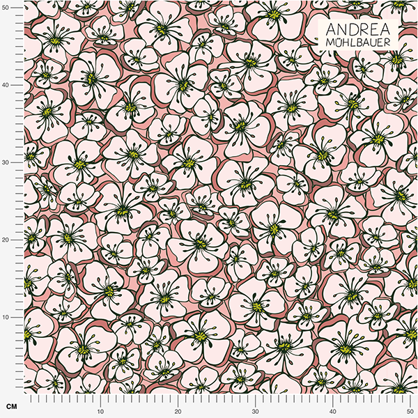 Bio Stoff  - Obstblüten rosa