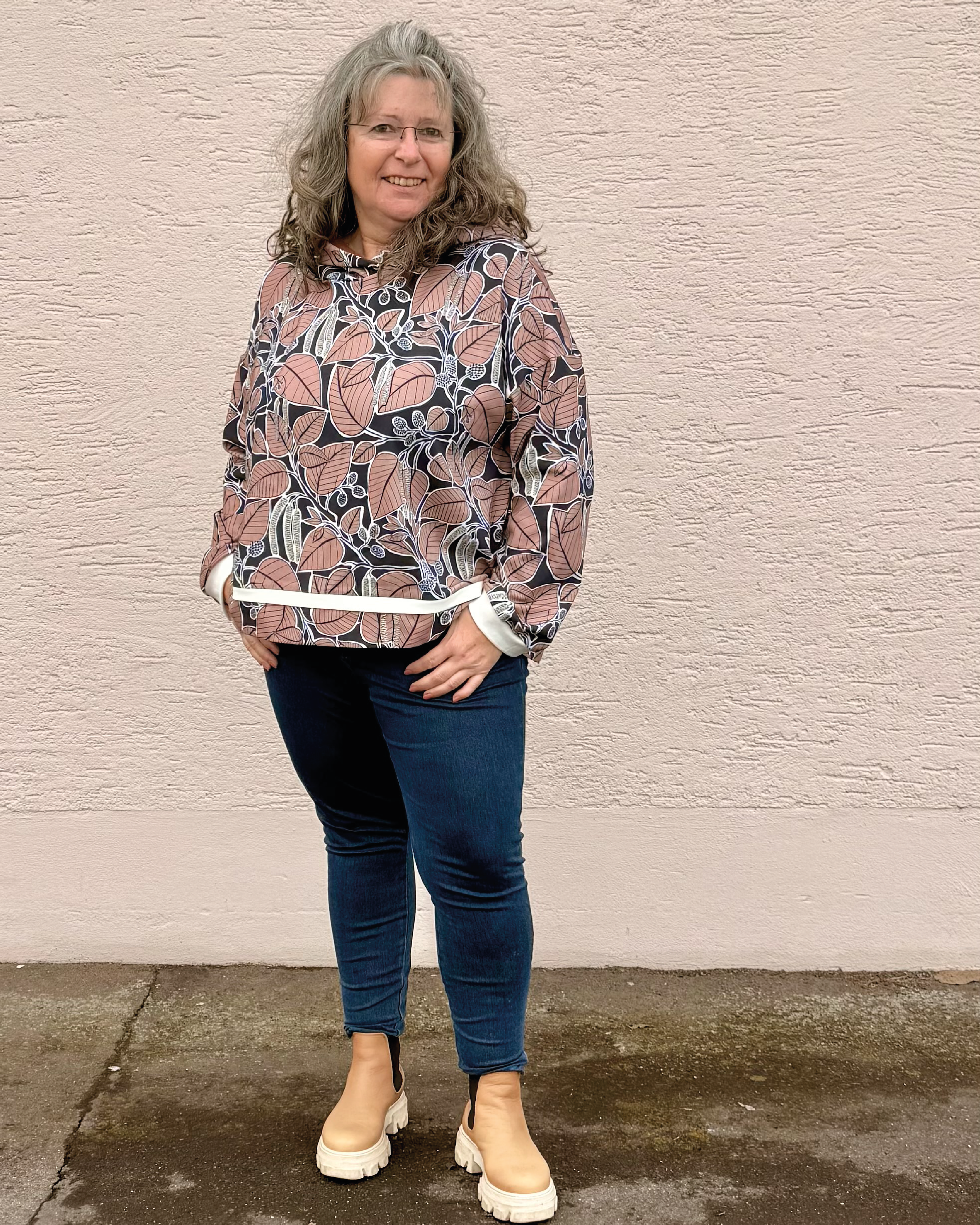 Organic Fabric - Alder Leaves Rosewood by Alexandra Weise in brown