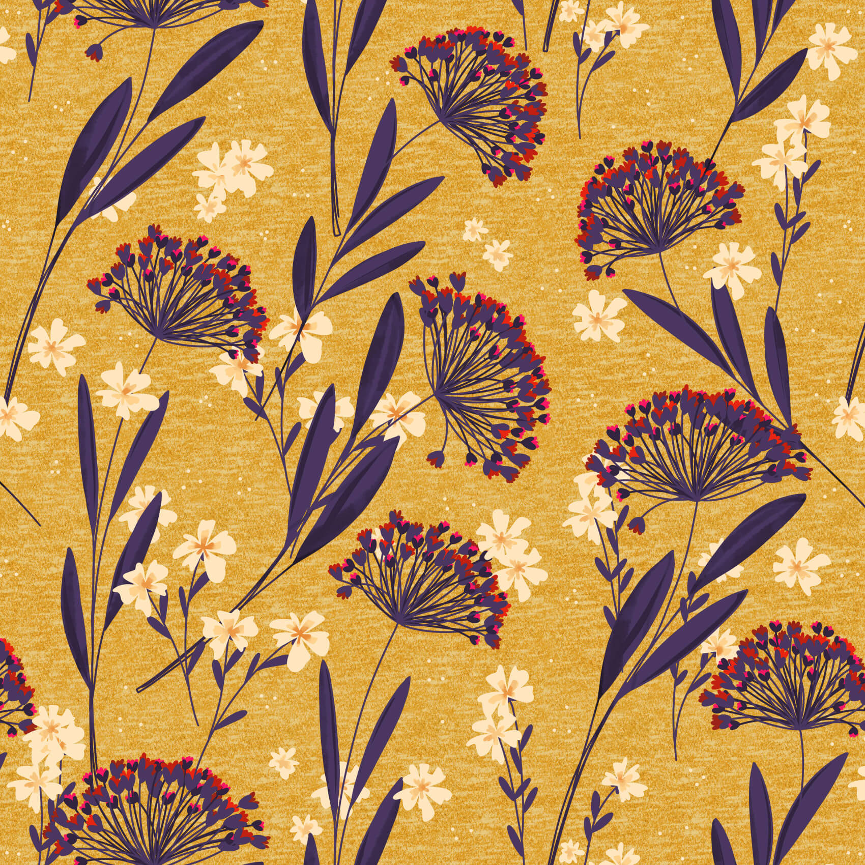 Bio Stoff  -  Sunset Umbel  - Enemenemeins, Frühling, Sommer, weiß, Natur, Floral & Blumen, senf, Herbst