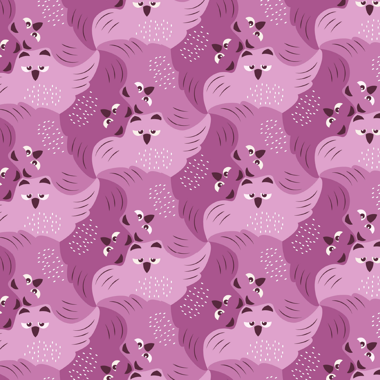 Bio Webware Stoff  -  Eulen Bonbon - EviRoiderDesign, Tiere, lila, 100% Bio-Baumwolle
