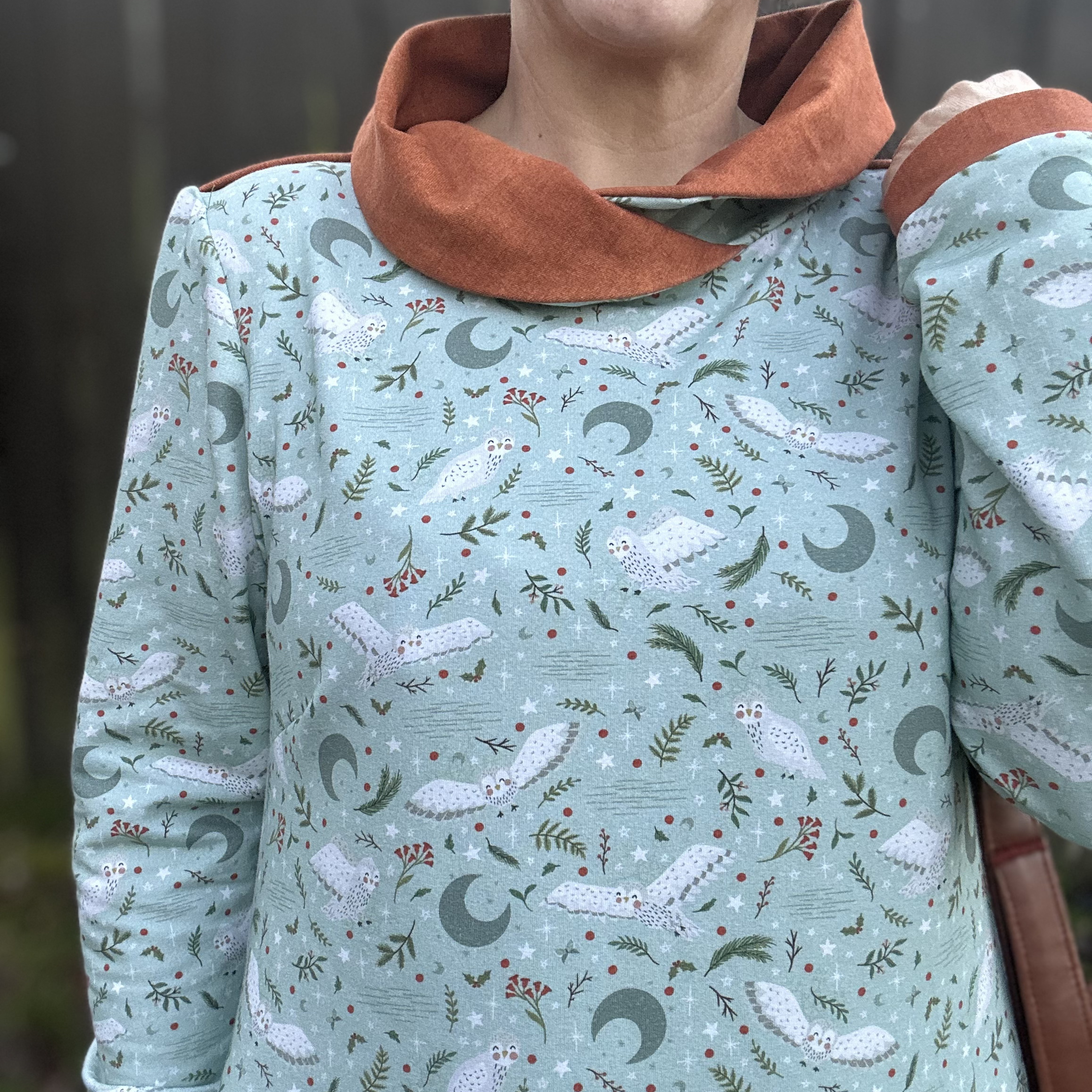 Bio Stoff - Schneeeule Im Winterwald mint