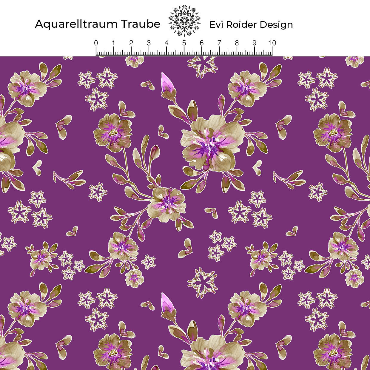 Bio Canvas Stoff - Aquarelltraum Traube - EviRoiderDesign, Floral & Blumen, Blätter & Ranken, lila, 100% Bio-Baumwolle Bio Canvas Stoff - Aquarelltraum Traube - EviRoiderDesign, Floral & Blumen, Blätter & Ranken, lila, 100% Bio-Baumwolle