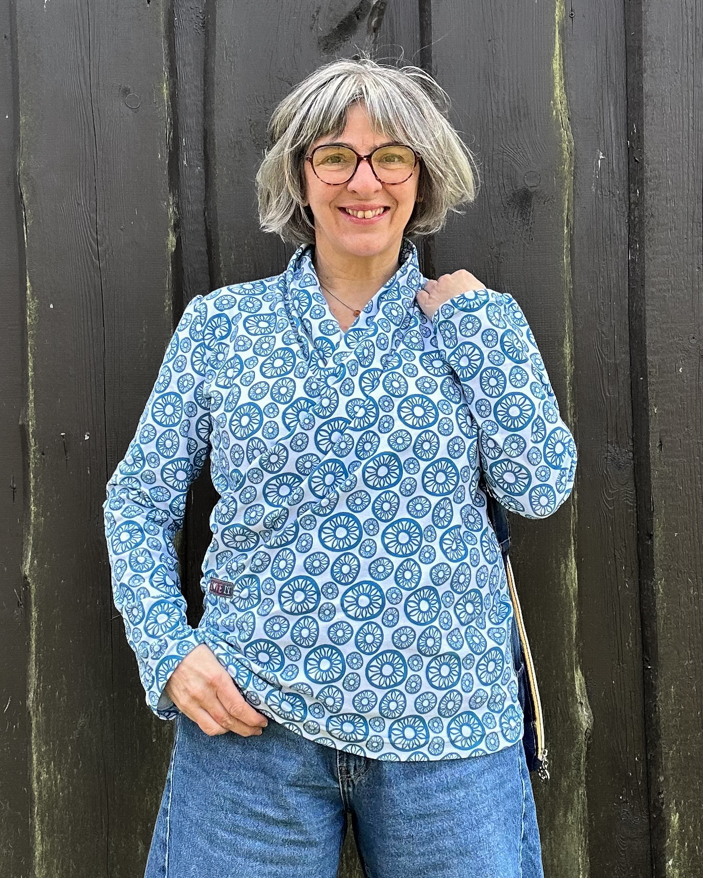 Bio Stoff  - Blumen Stempel grün