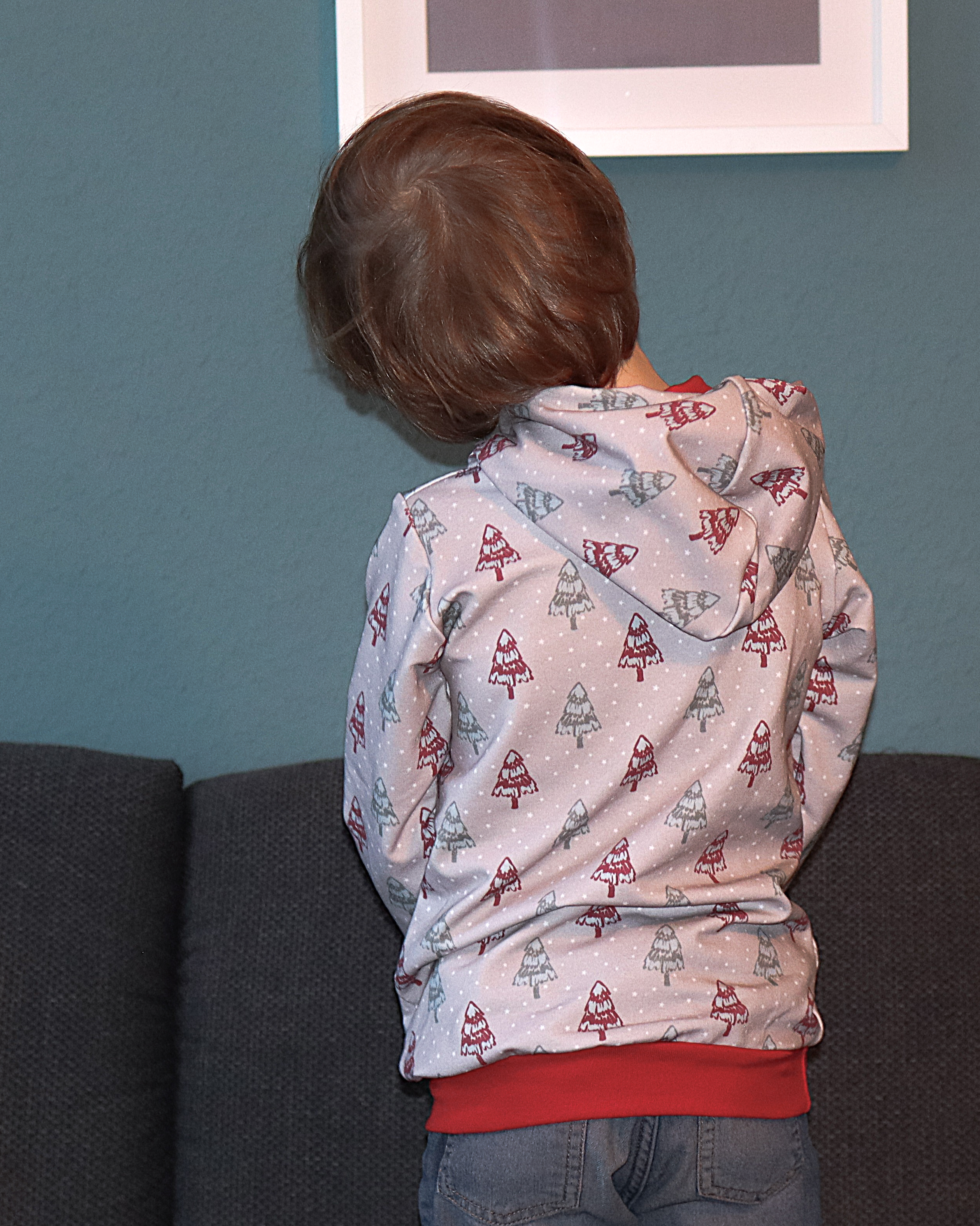 Organic Fabric - Forest Trees blue