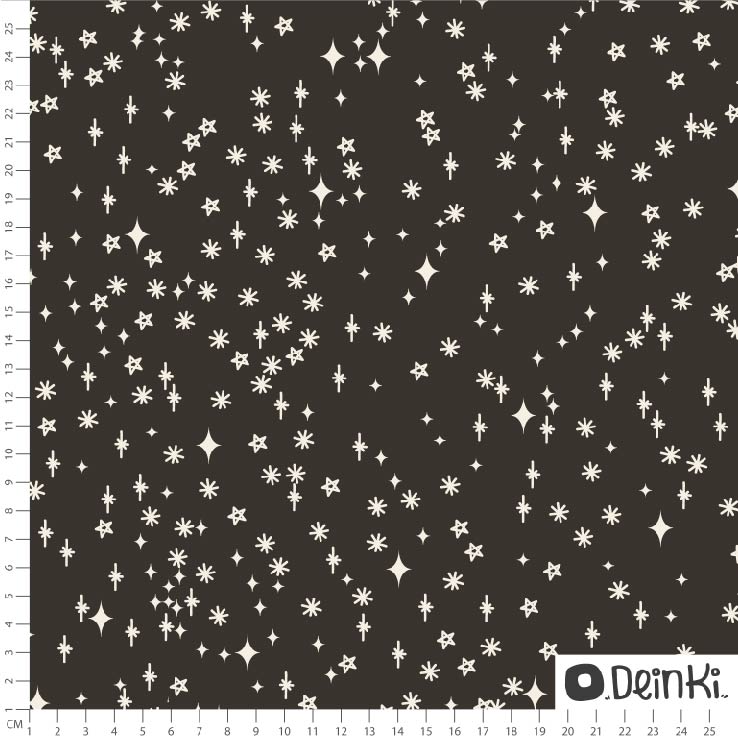 Bio Webware Stoff - Sternen und Funken - Deinki, Sonne, Mond und Sterne, schwarz, 100% Bio-Baumwolle Bio Webware Stoff - Sternen und Funken - Deinki, Sonne, Mond und Sterne, schwarz, 100% Bio-Baumwolle