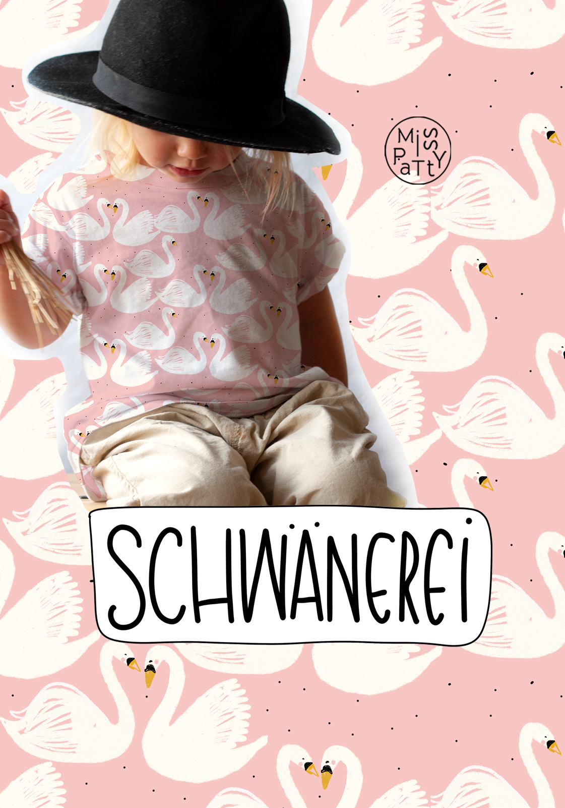 Bio Webware Stoff - Schwänerei - MissPatty, Tiere, rosa, 100% Bio-Baumwolle Bio Webware Stoff - Schwänerei - MissPatty, Tiere, rosa, 100% Bio-Baumwolle