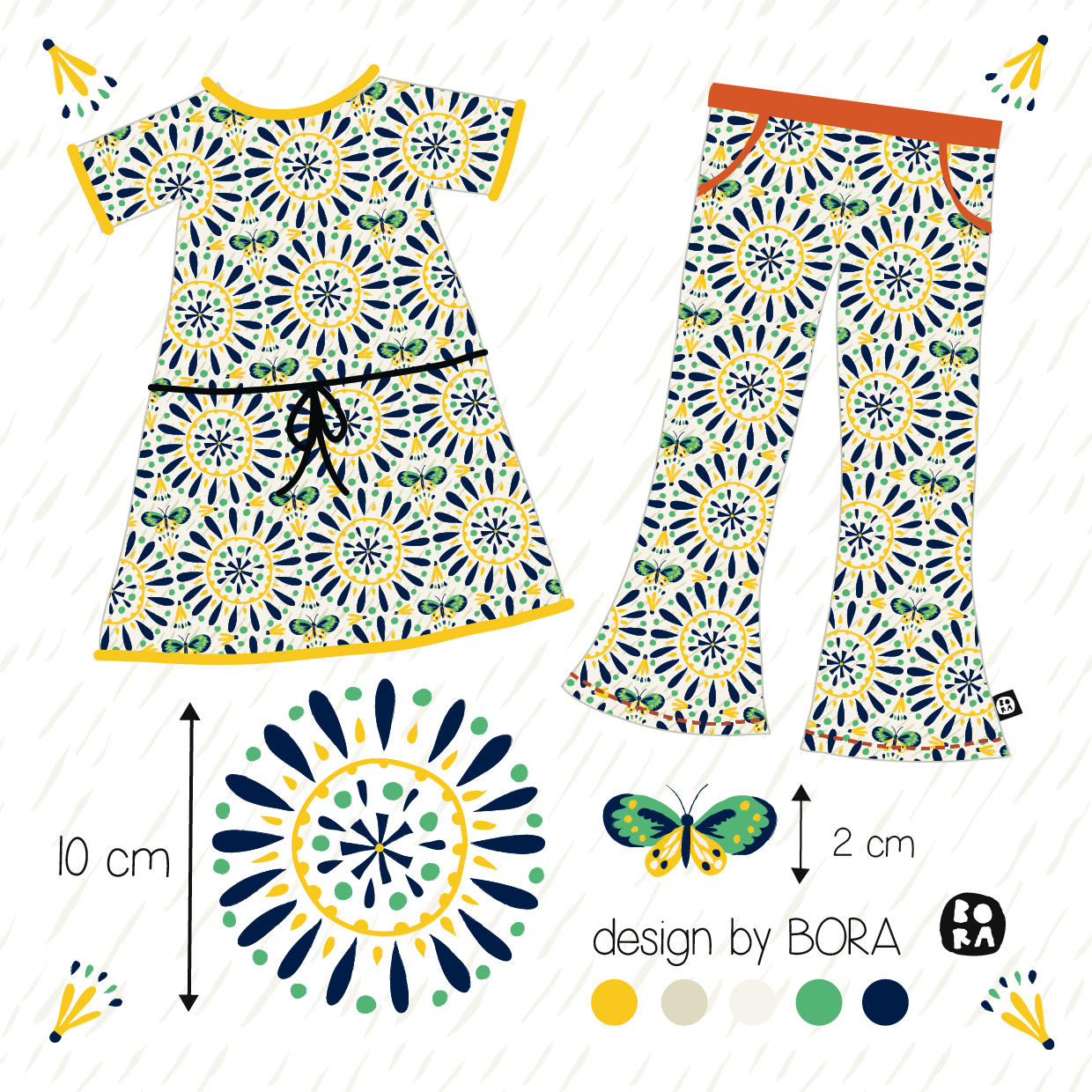 Bio Webware Stoff - Boho Papillon - Bora, Tiere, gelb, grün, creme, Floral & Blumen, Ornamente, 100% Bio-Baumwolle Bio Webware Stoff - Boho Papillon - Bora, Tiere, gelb, grün, creme, Floral & Blumen, Ornamente, 100% Bio-Baumwolle