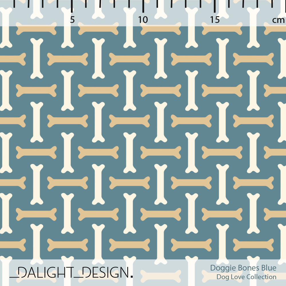 Bio Stoff - Doggie Bones Blue von Dalight Design in blau