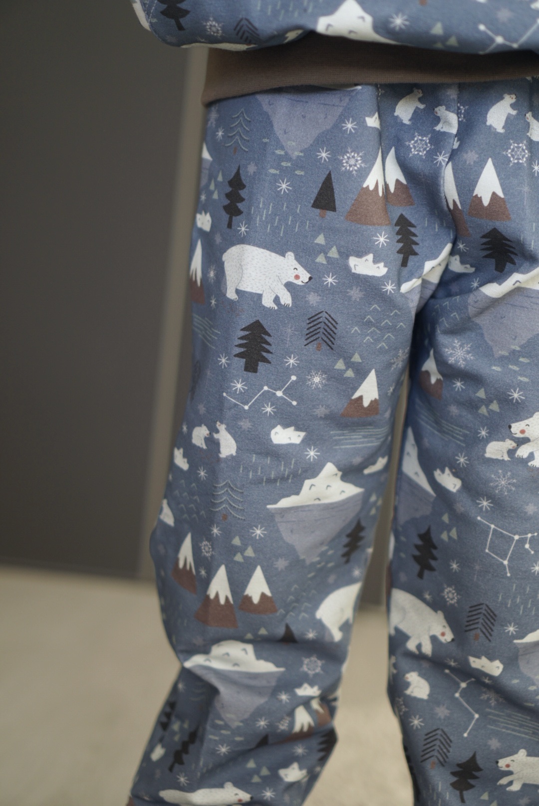 Organic Fabric - Polar Bear in the Arctic green