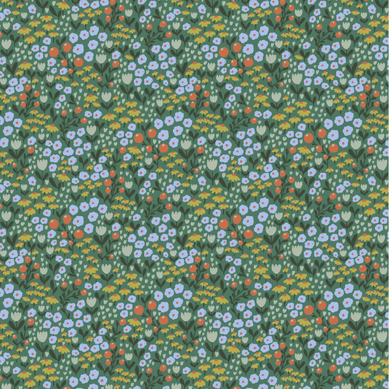 Organic Fabric  - Mini Meadow Emerald