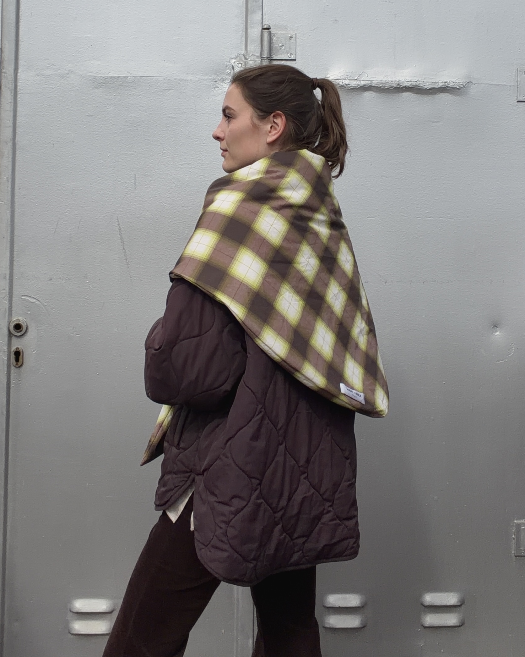 Organic fabric  - Cozy Shadow Plaid brown - Alexandra Weise