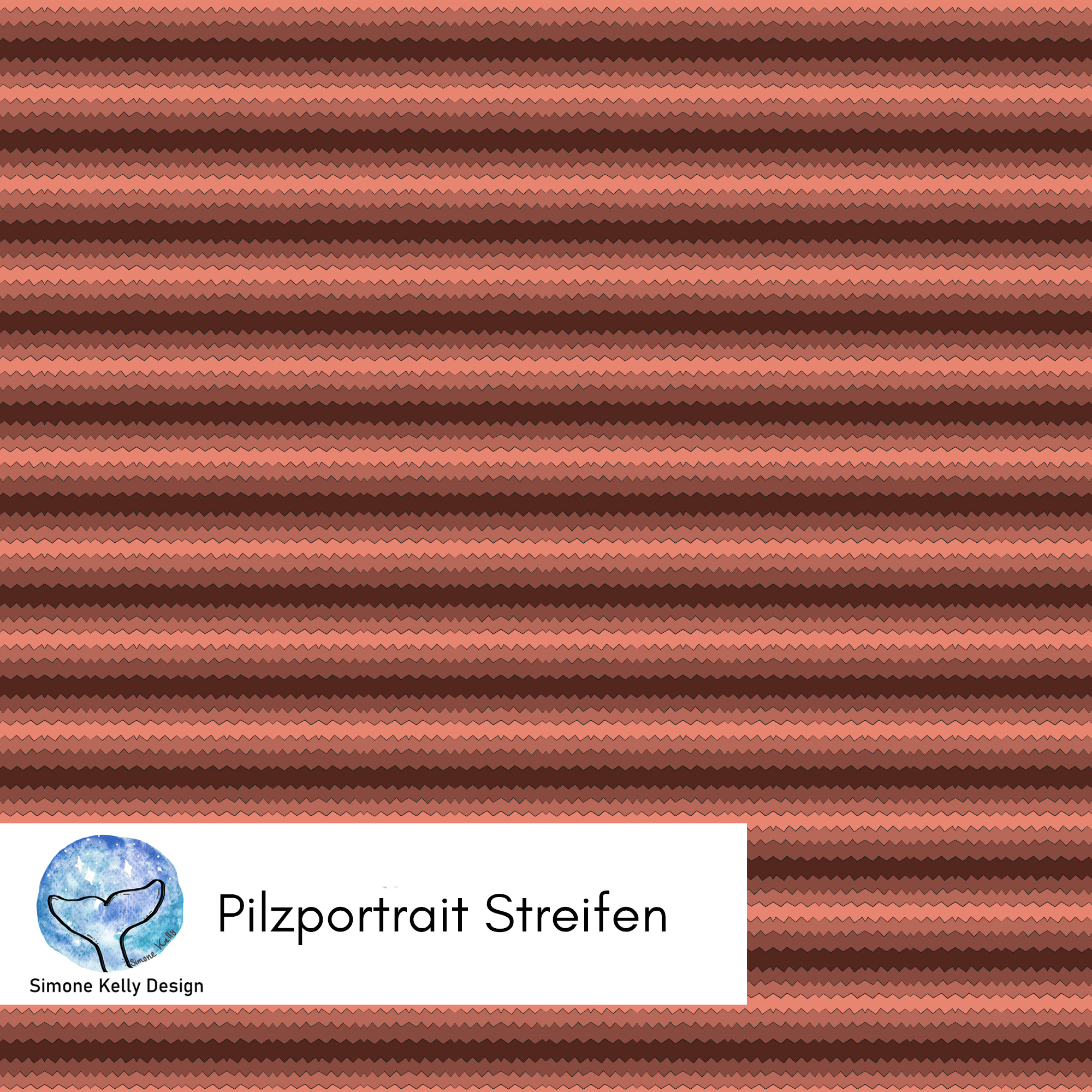 Bio Fabric - Mushroom Portrait Stripes by Simone Kelly in red