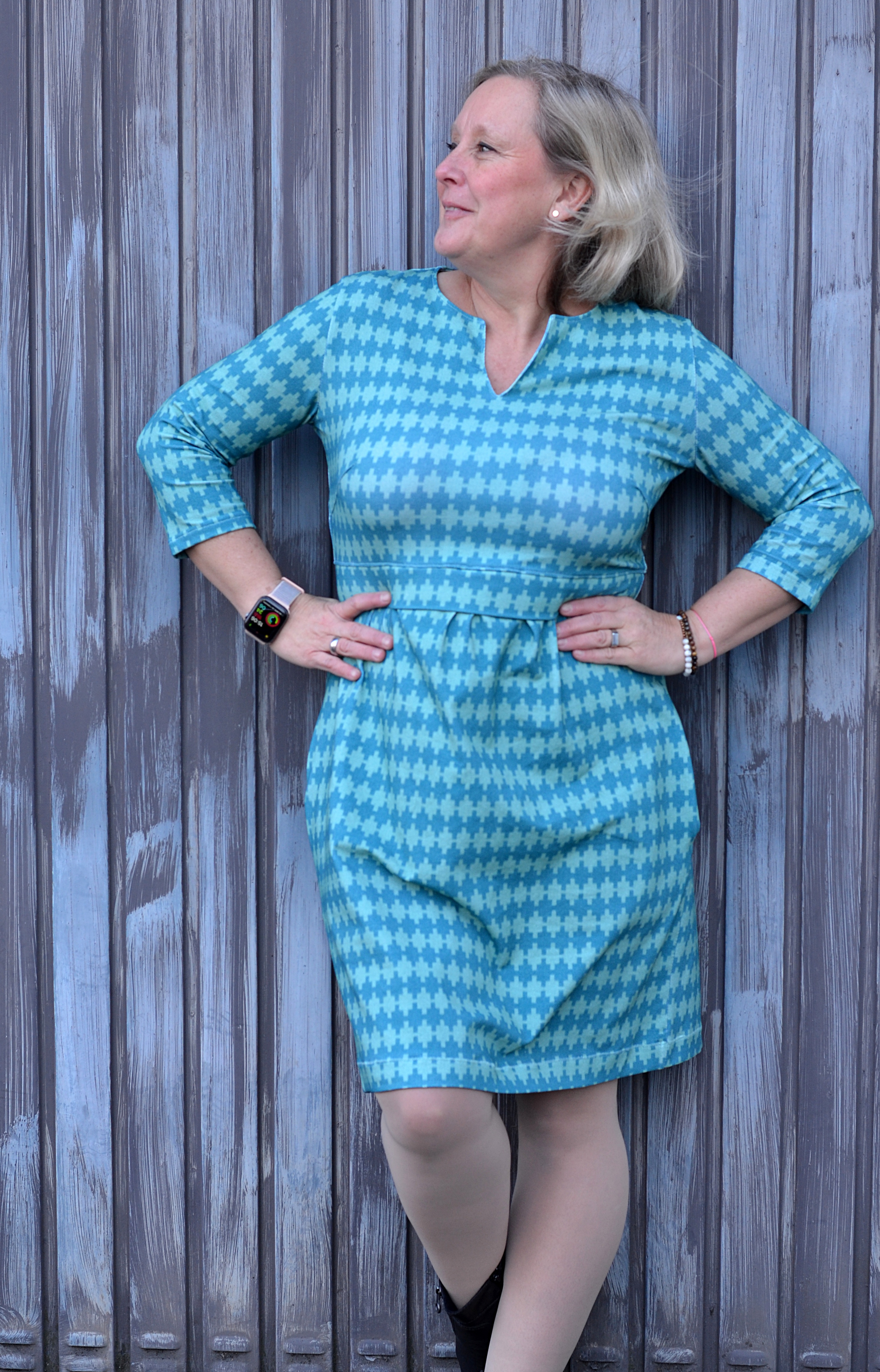 Bio Stoff - Woven Geometrics Argyle lila, pink