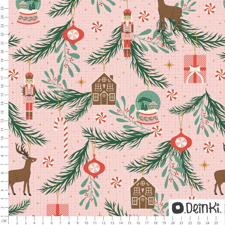 Organic Fabric - Christmas Tree Decoration pink