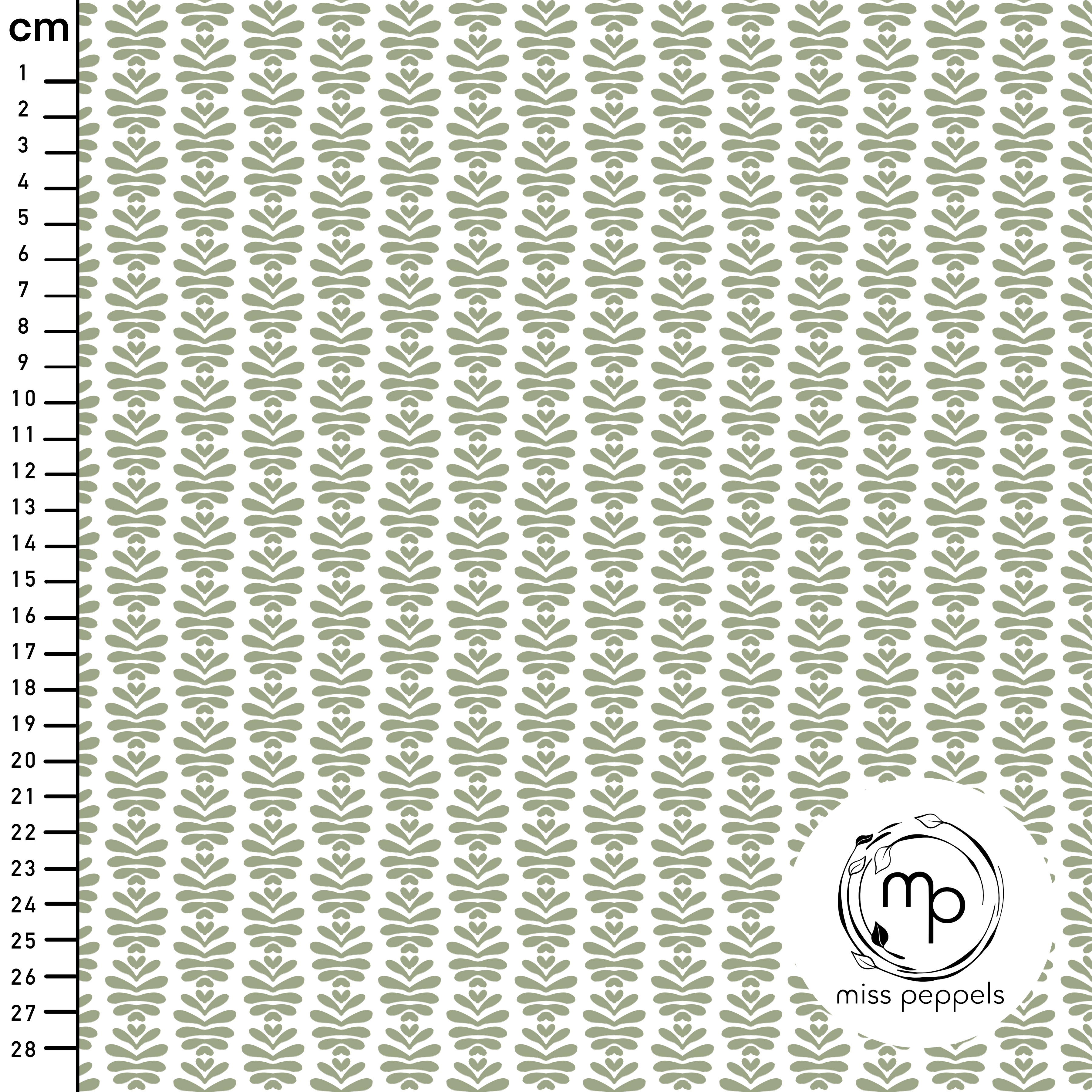 Organic Fabric - Folk Blossoms Sage Green Small by misspeppels in green