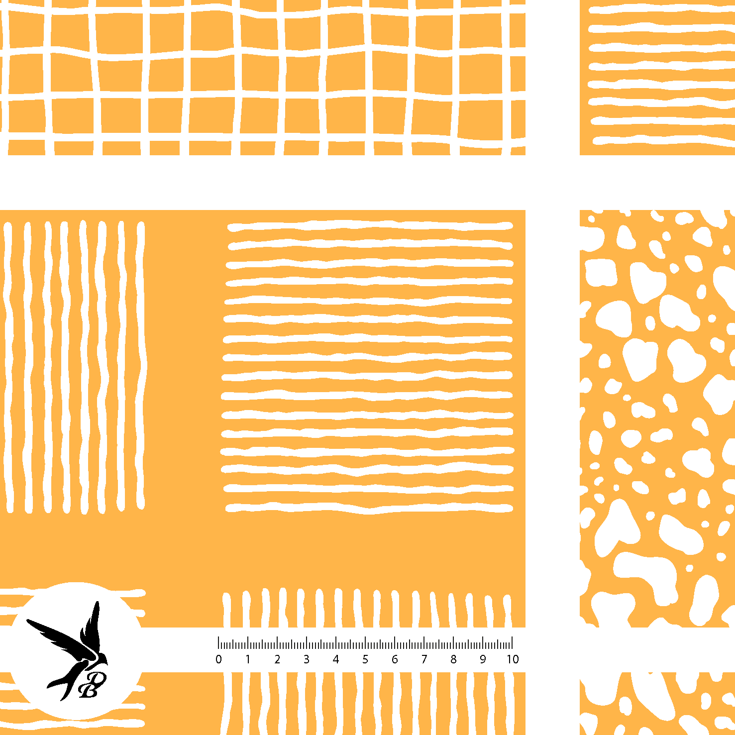 Bio Stoff - Wild Pattern Karo Leo Streifen Orange von Daniela Bonn in orange