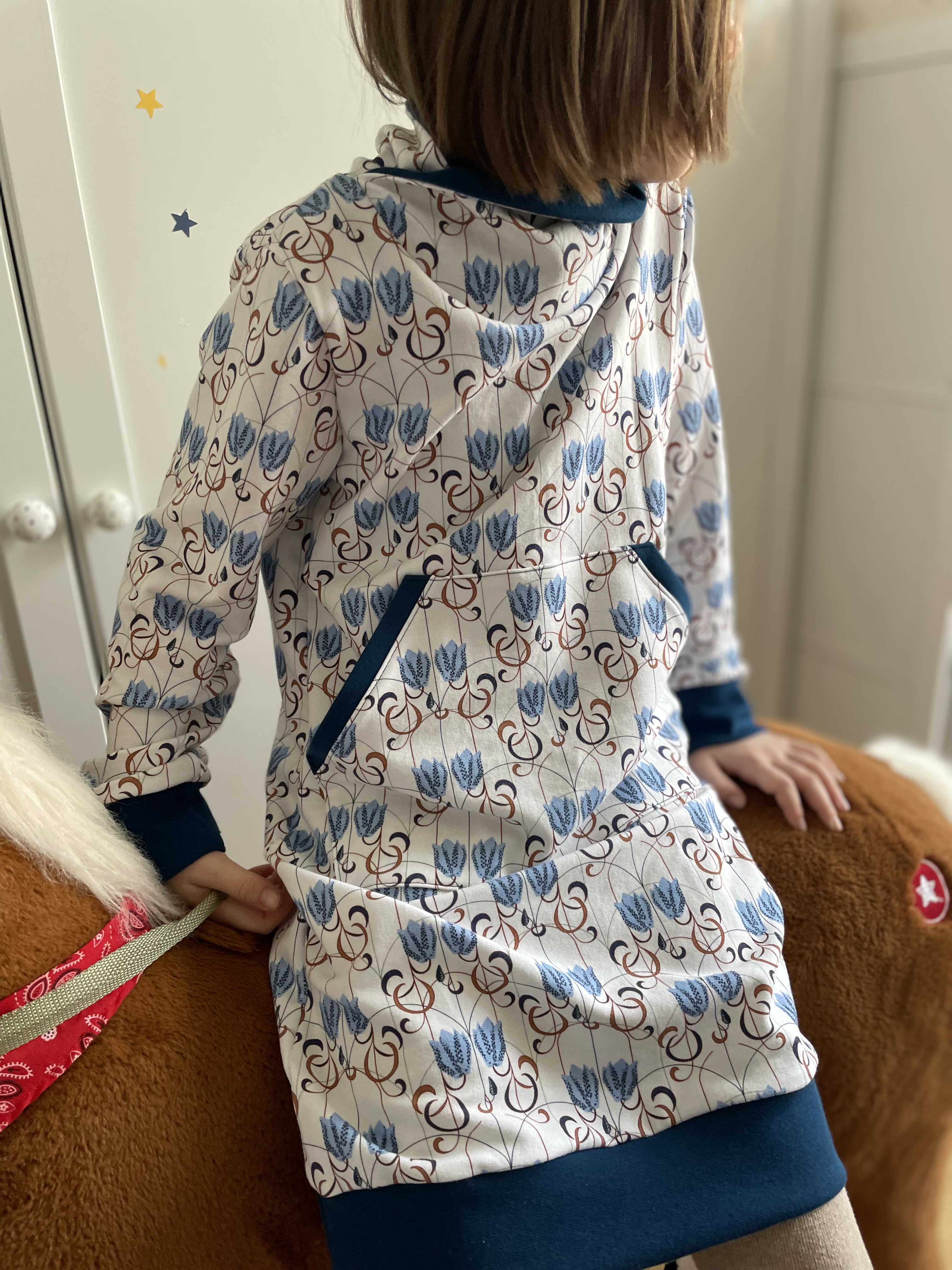 Bio Stoff - Art Deco Checkered Flower flieder