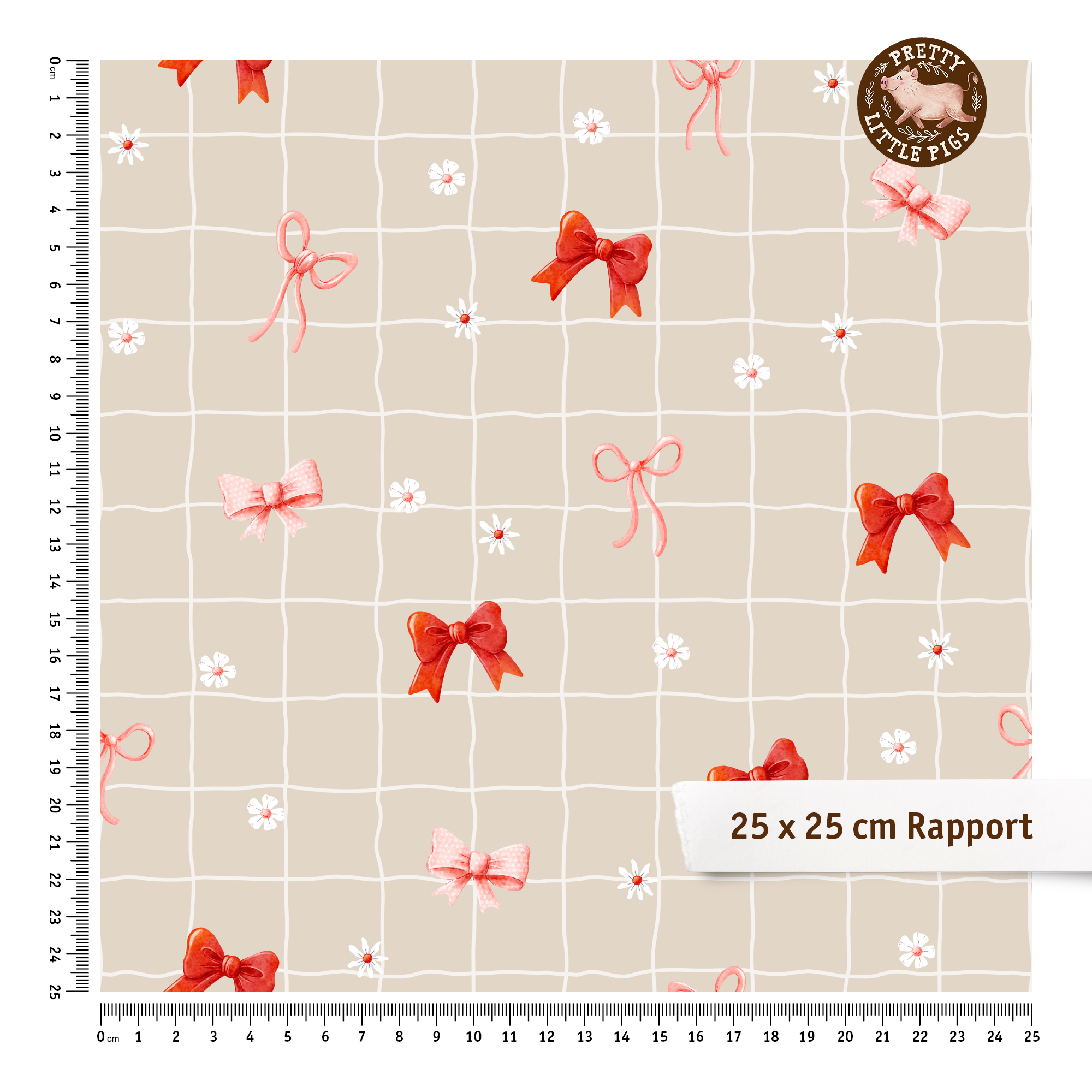 Organic Fabric  - Süße Abenteuer Schleifen beige