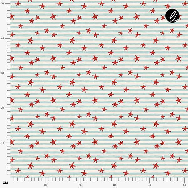 Bio Fabric - Tag am Meer Seesterne red