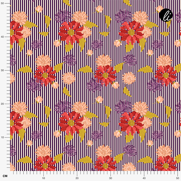 Bio Fabric - Spätsommerblumen und Streifen