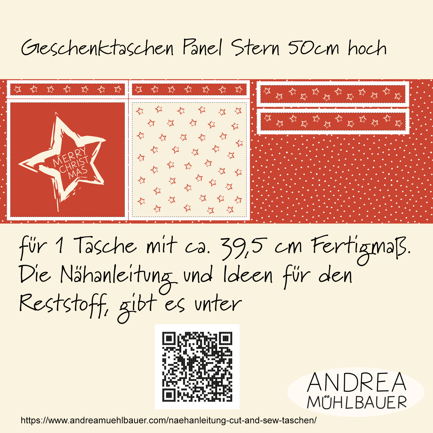 Bio Webware Stoff - 50 cm Panel Geschenktasche Stars Red - AndreaMuehlbauer, rot, 100% Bio-Baumwolle Bio Webware Stoff - 50 cm Panel Geschenktasche Stars Red - AndreaMuehlbauer, rot, 100% Bio-Baumwolle