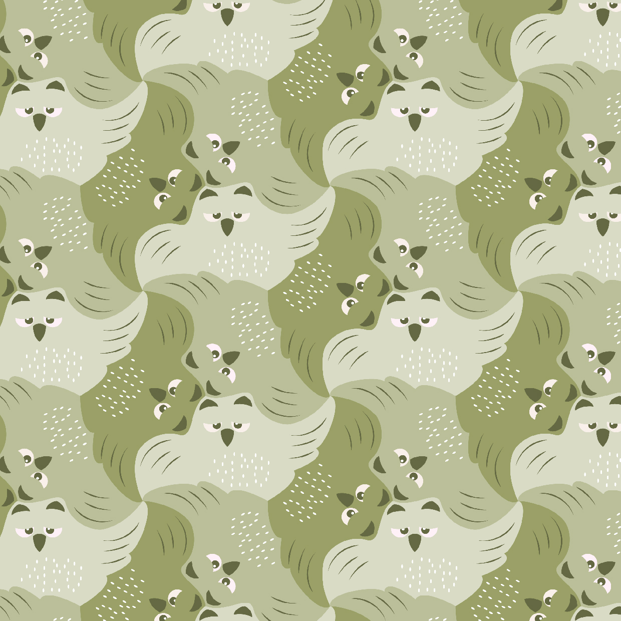 Bio Jersey Stoff  - Eulen Farn - EviRoiderDesign, Tiere, grün, Breite 150 cm