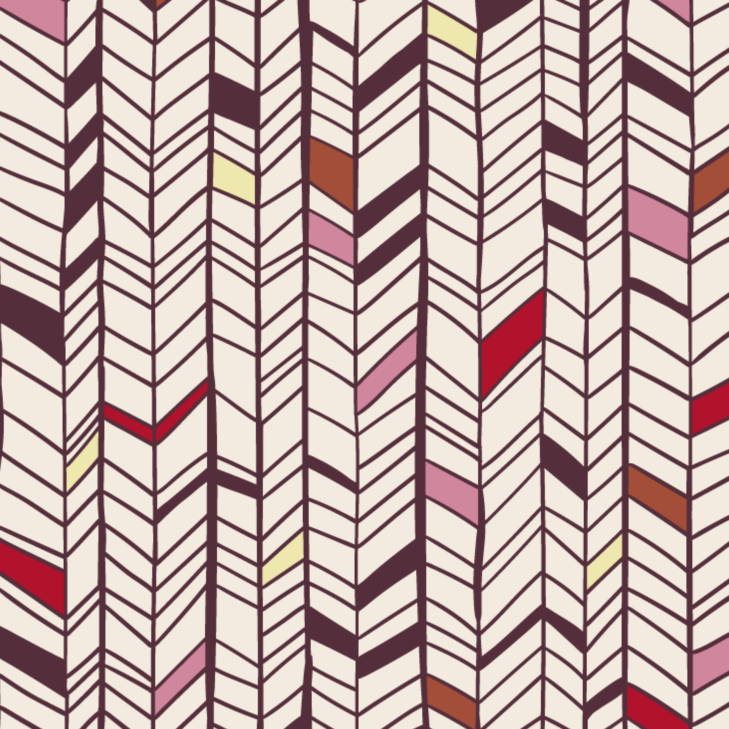 Organic Fabric  - Colourful Herringbone plum