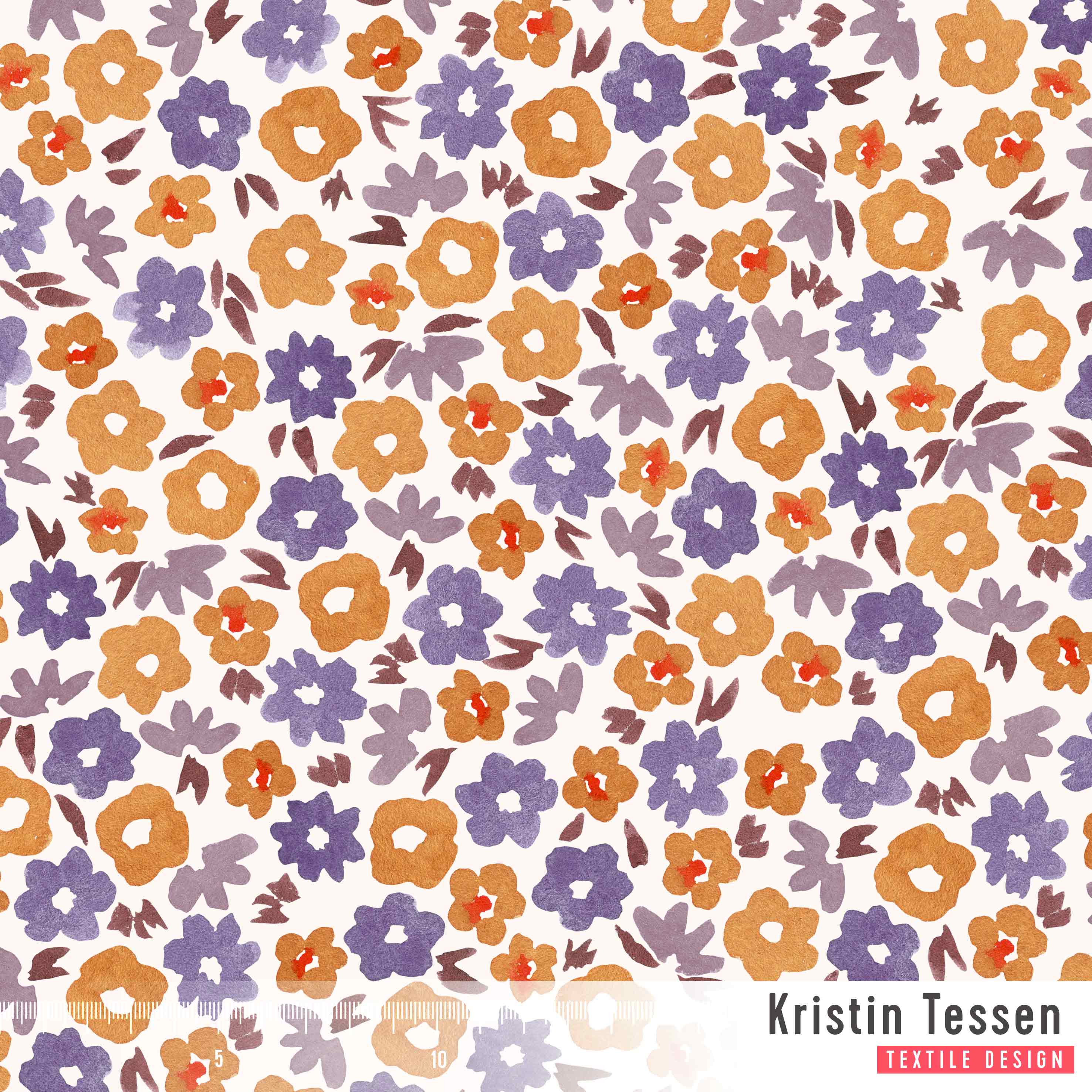 Bio Stoff - Blumenherbst Violett von Kristin Tessen in lila