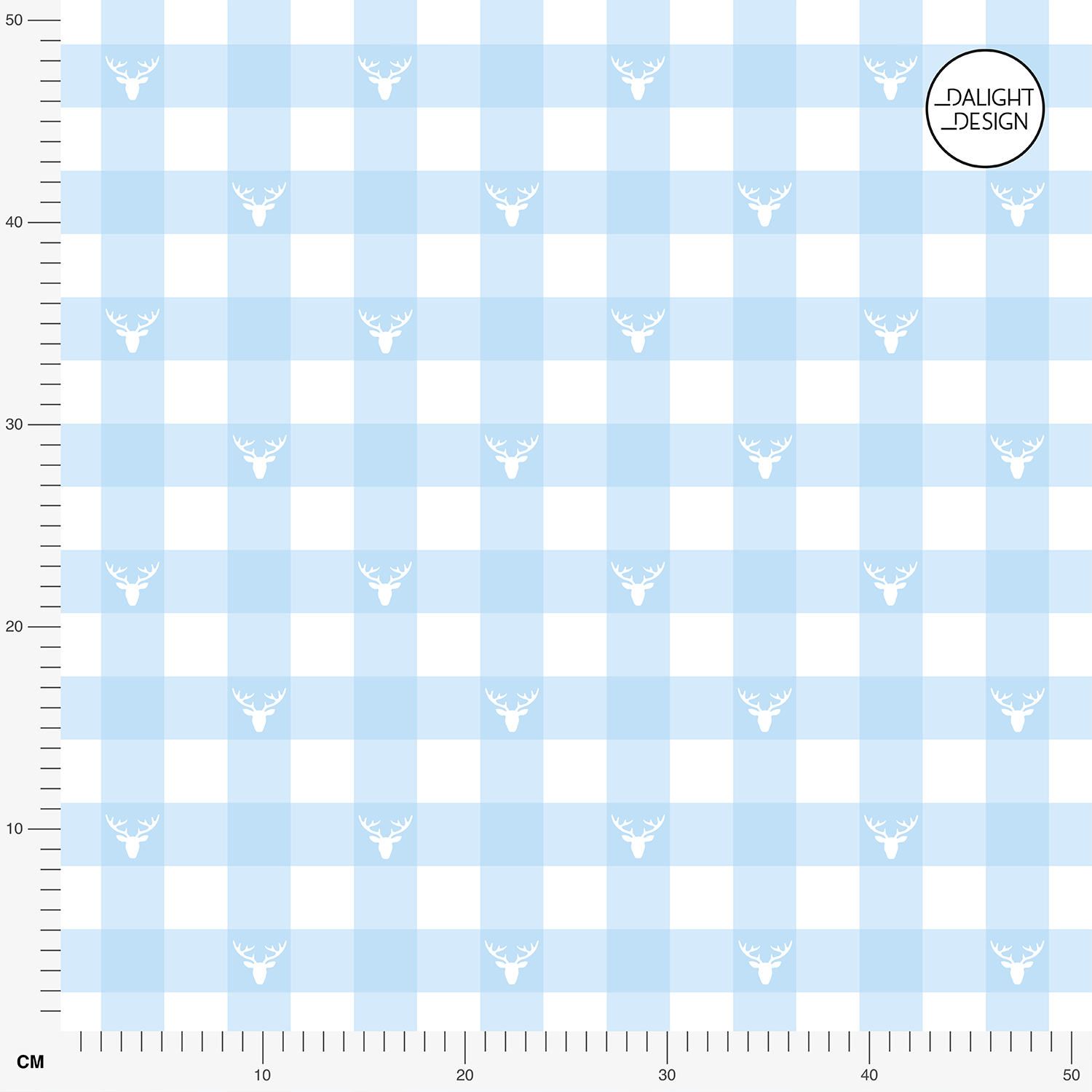 Organic fabric  - Kleinkarierter Hirsch blue