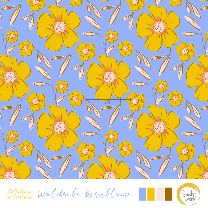 Bio Webware Stoff - Waldrebe Kornblume - Sanktwerk, Floral & Blumen, blau, 100% Bio-Baumwolle Bio Webware Stoff - Waldrebe Kornblume - Sanktwerk, Floral & Blumen, blau, 100% Bio-Baumwolle
