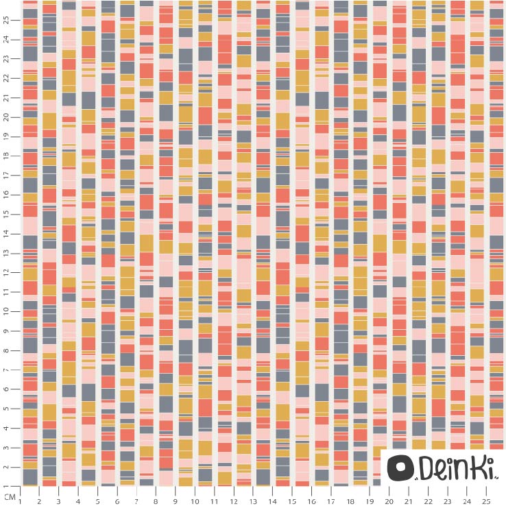 Bio Webware Stoff  -  Farbstücke  - Deinki, bunt, Geometrische Muster, 100% Bio-Baumwolle