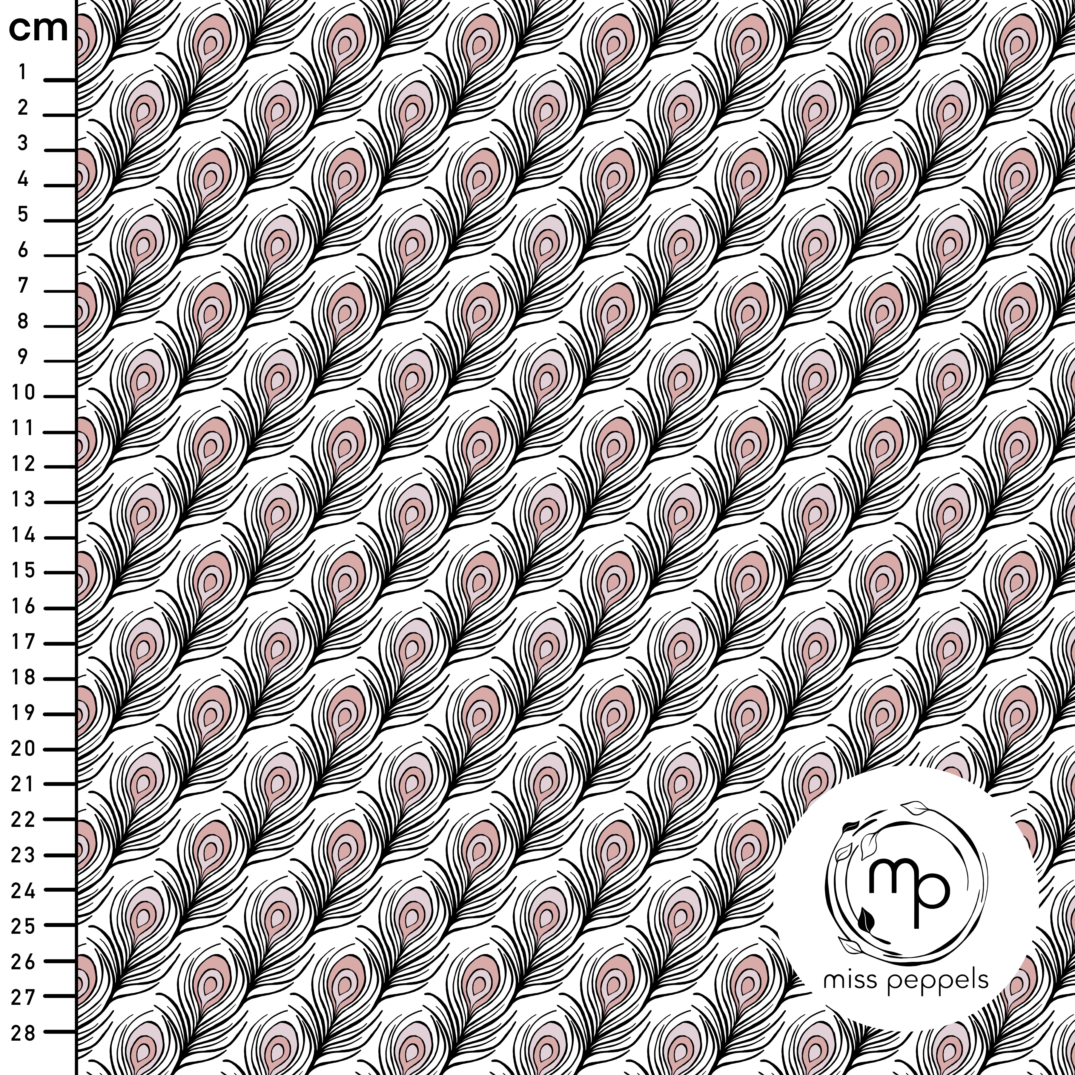 Bio Stoff - Federn schwarz, rose, klein - misspeppels