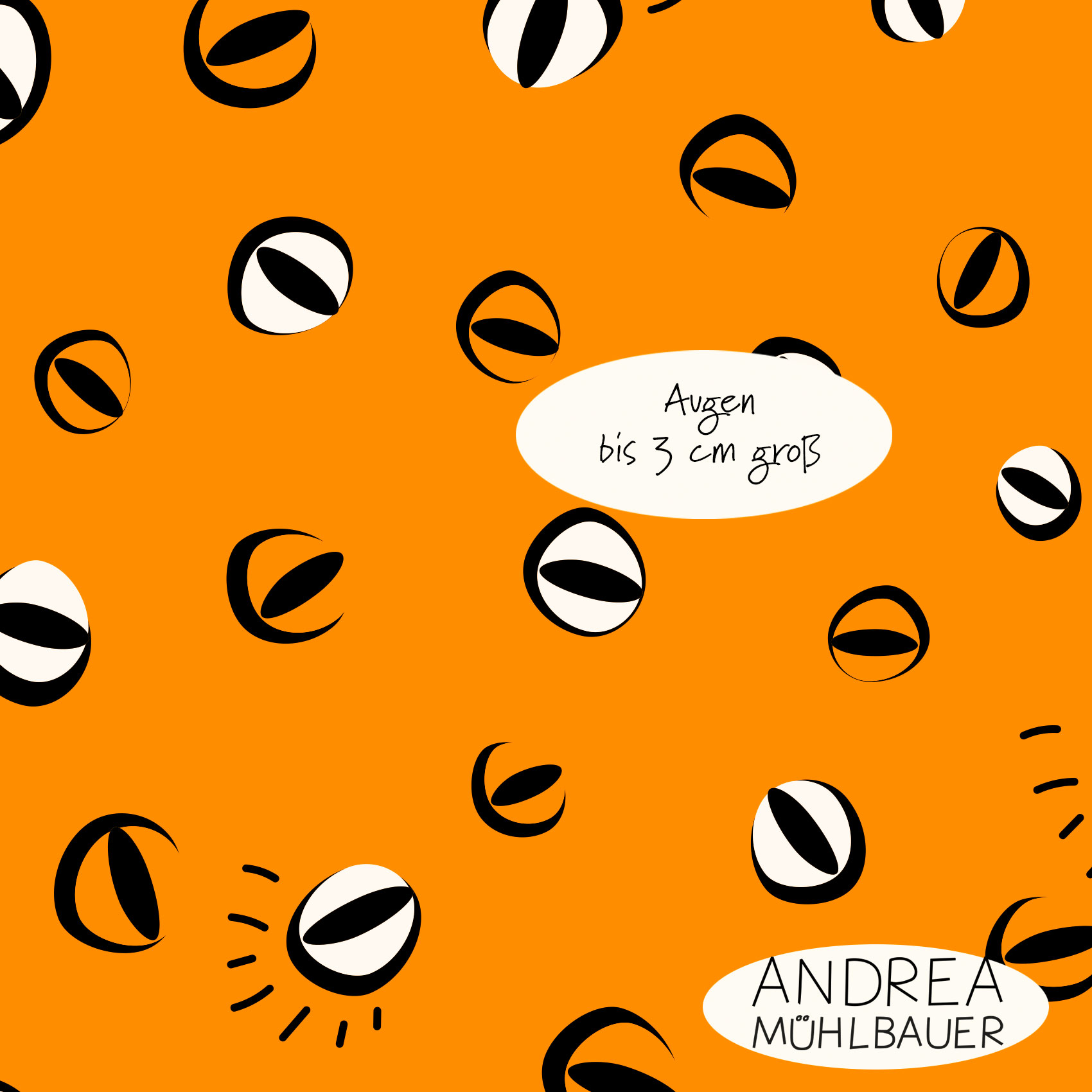 Organic Fabric - Eyeballs Halloween Edition Orange by Andrea Muehlbauer in orange