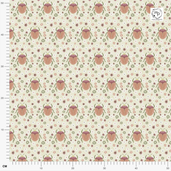 Organic fabric - Käfer im Blumenfeld salmon