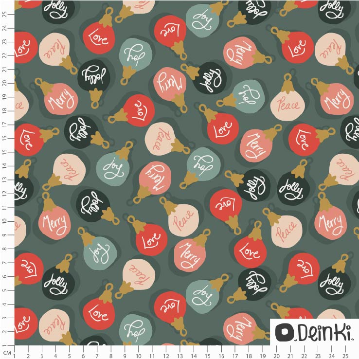 Bio Stoff  - Weihnachtsbaumkugel bunt  dunkel - Deinki, grün, Winter, Weihnachten