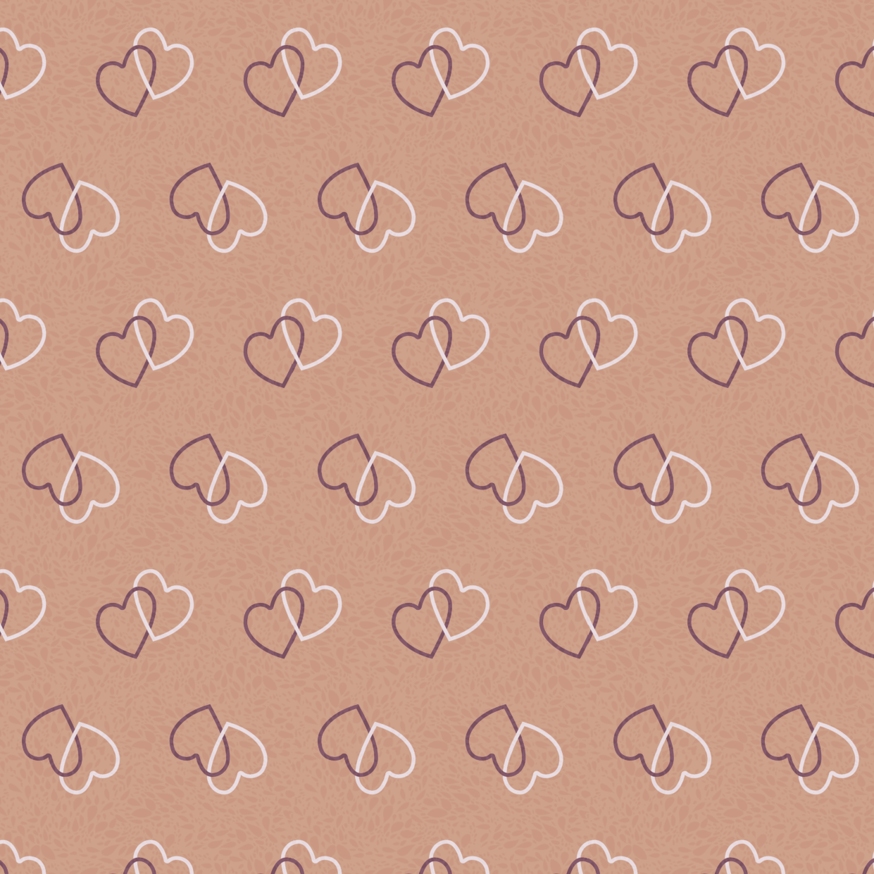 Organic fabric  - Connected hearts caramel