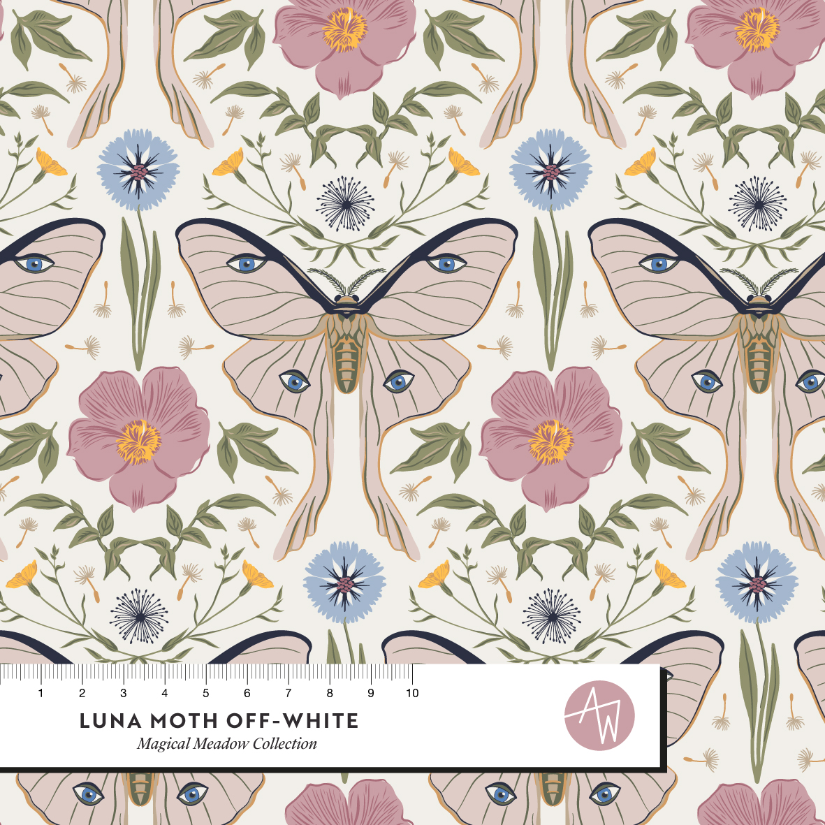 Bio Webware Stoff - Luna Moth Off White - AlexandraWeise, creme, Tiere, Frühling 100% Bio-Baumwolle Bio Webware Stoff - Luna Moth Off White - AlexandraWeise, creme, Tiere, Frühling 100% Bio-Baumwolle
